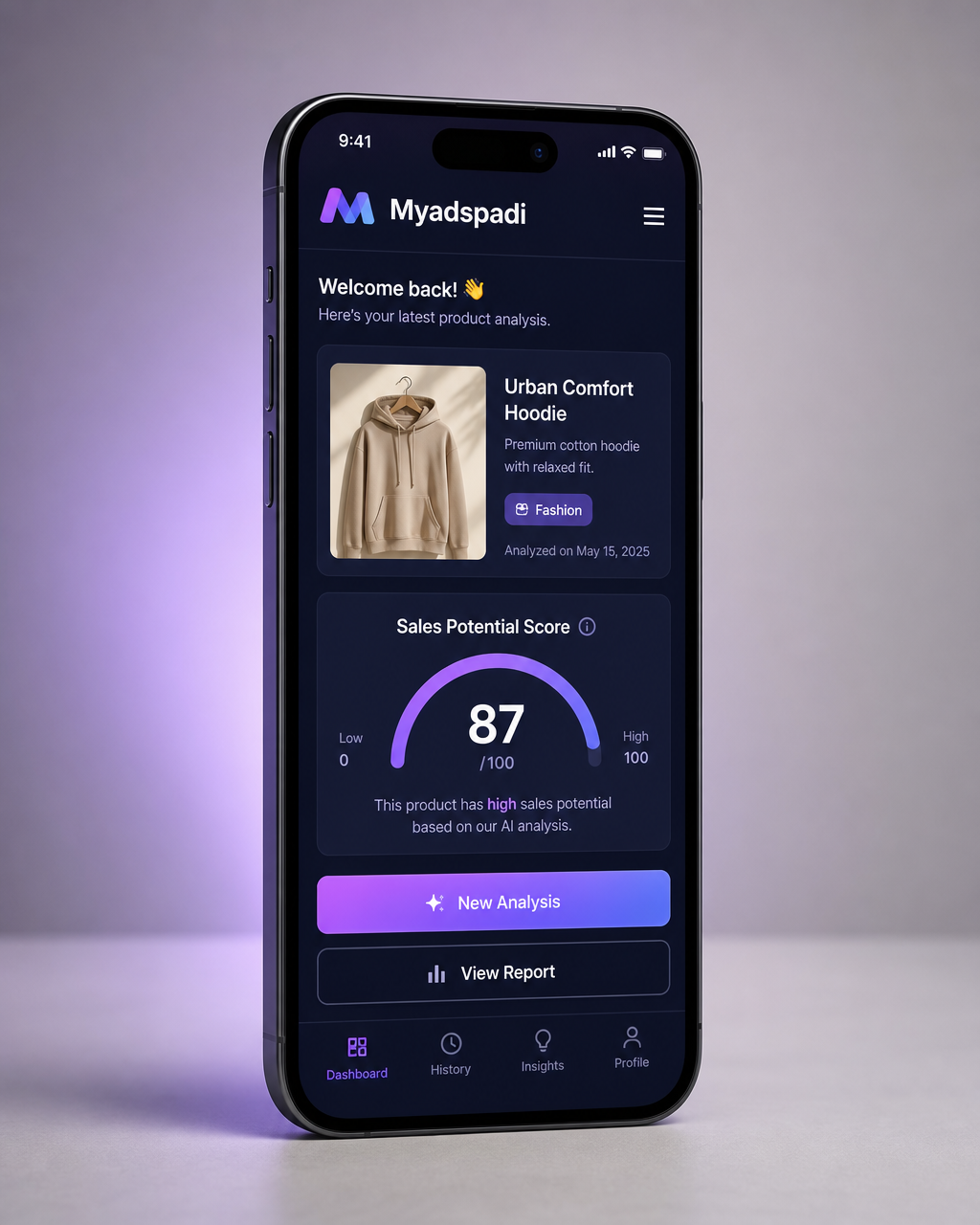 Myadspadi phone dashboard mockup